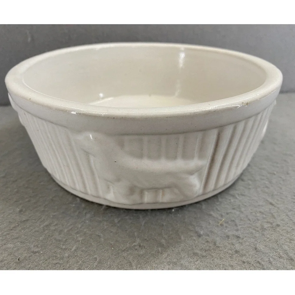 Robinson Ransbottom RRPC Vintage Dog Bowl USA Roseville Ohio Stoneware 1930s
